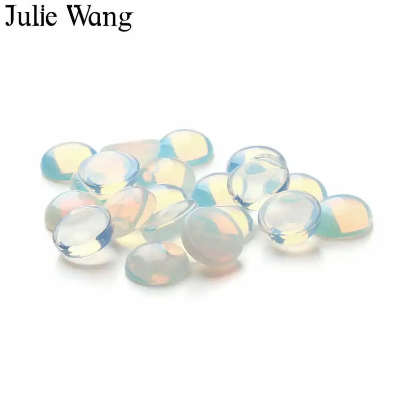 Julie Wang 10 шт. 4 18 мм белый опал кабошон мужские сделанные на плоской подошве камея