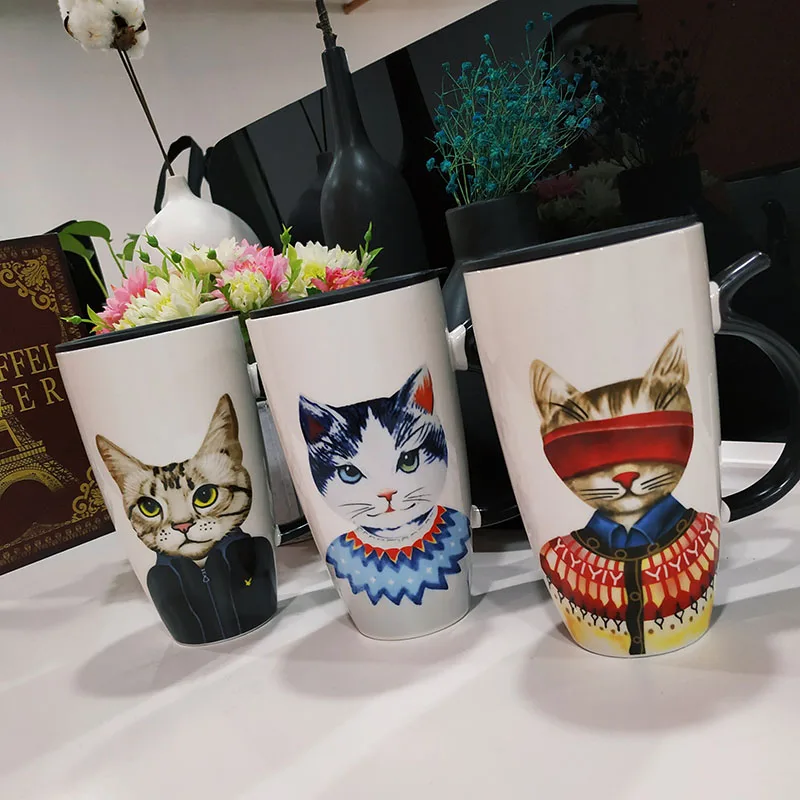 Кружка для кофе с крышкой Cool Cat Ceramics кружки животным объемом 600 мл креативная