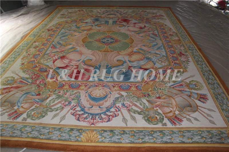 Kopen Gratis Verzending 10'x14' 90 Lijn Savonnerie Tapijt, Savonnerie Handgeknoopt Wollen Tapijt