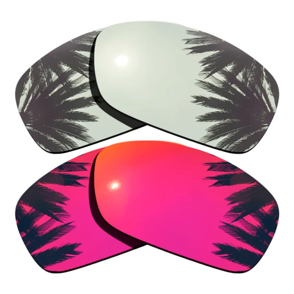 (Silver Mirrored+Midnight Sun Mirrored Coating) 2-Pairs Polarized Replacement Lenses for Hijinx 100% UVA & UVB Protection
