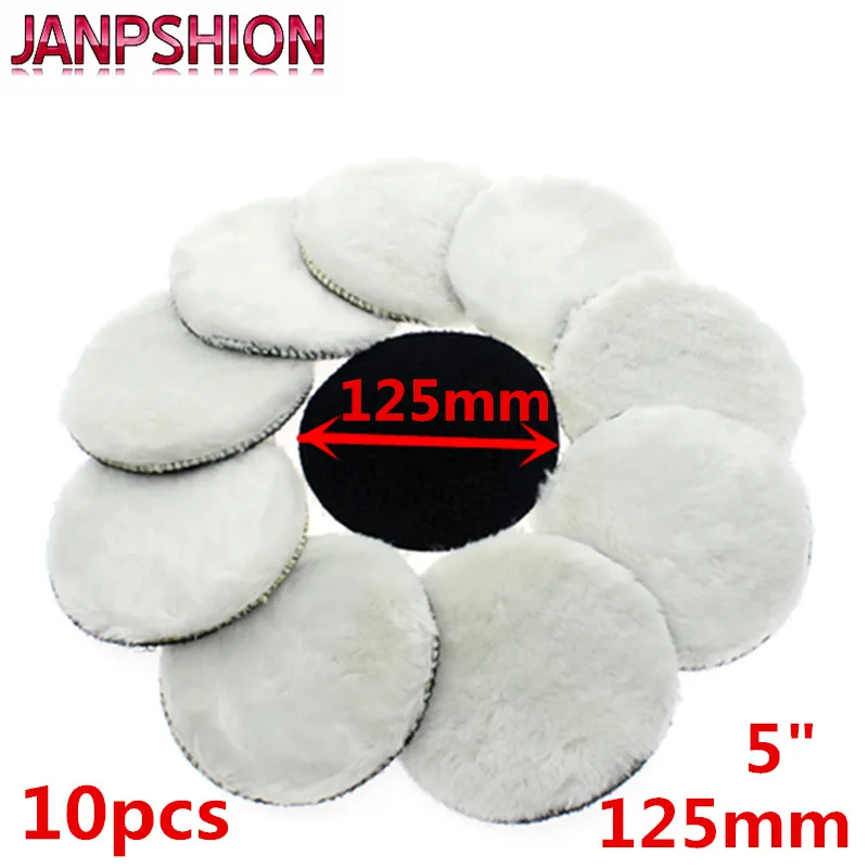 

JANPSHION 10pc 125mm car polishing pad 5" inch polish waxing pads Wool Polisher Bonnet Car paint Care