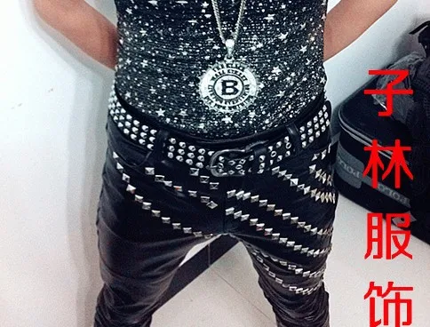 Новые мужские брендовые модные кожаные брюки больших размеров для ночного клуба