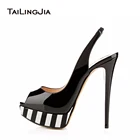 Босоножки женские с открытым носком, туфли-лодочки на платформе и высоком каблуке, пикантные туфли с ремешком на пятке, очень высокие, цвет черныйтелесныйкрасный