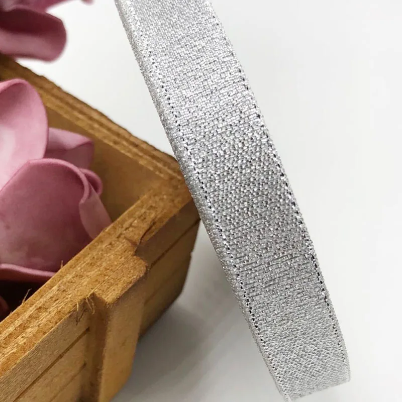 12 mm Silver 25 Y Золотая и серебряная лента ручной работы 25 ярдов 22 м металлический блеск свадебное Рождественское украшение DIY лямки карты подарочная упаковка - Цвет: 12 mm Silver 25 Y