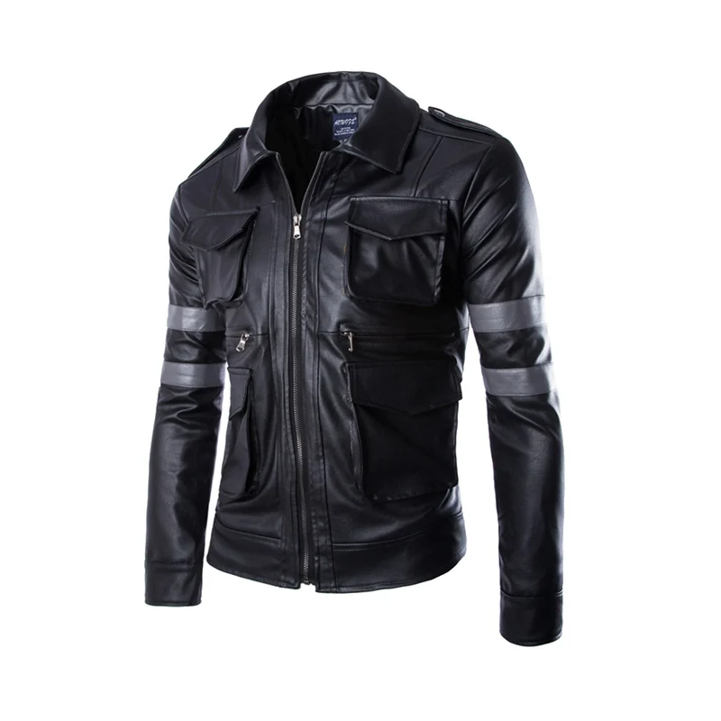 Y010 Black Новая мотоциклетная куртка из искусственной кожи, Мужская винтажная мотоциклетная куртка из искусственной кожи в стиле панк, мотоциклетная кожаная куртка, Байкерская одежда в стиле ретро, стильное пальто - Цвет: Y010 Black