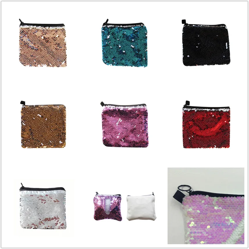 mix colours Сублимация Пустые блестки косметички Горячая Печать Макияж сумка diy расходные материалы 12 шт./лот стиль 14,5*12,5 см - Цвет: mix colours