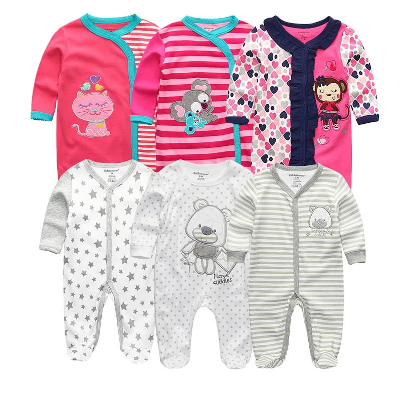 Baby Rompers6005 6 шт./лот Детский комплект одежды для девочек Одежда для новорожденных мальчиков хлопок Roupas де bebe для маленьких девочек детская одежда Active - Цвет: Baby Rompers6005