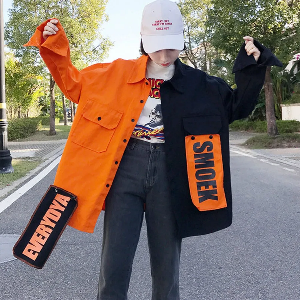 BF Harajuku Курточка бомбер пальто Для женщин свободный стильный дизайн с карманом