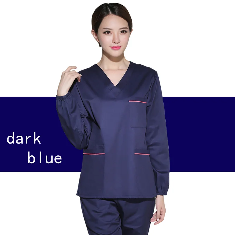 Женская Классическая медицинская форма с V-образным вырезом длинным рукавом +