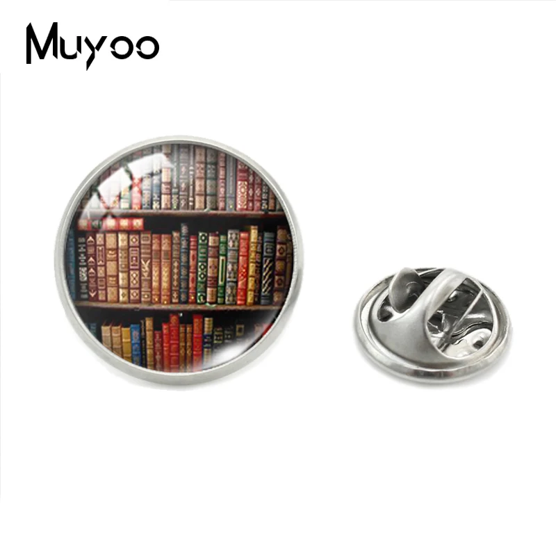 Старинные книжные узоры стеклянные булавки для воротника с кабошоном винтажная