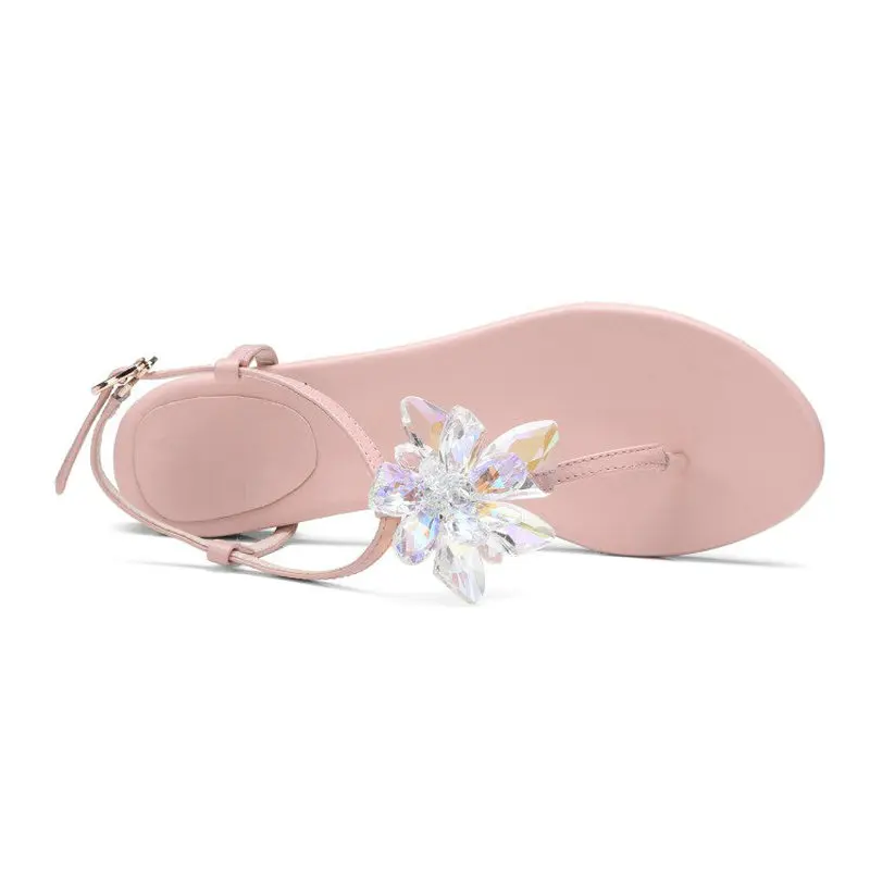 Сандалии женские из натуральной кожи на плоской подошве с пряжкой|Боссоножки и