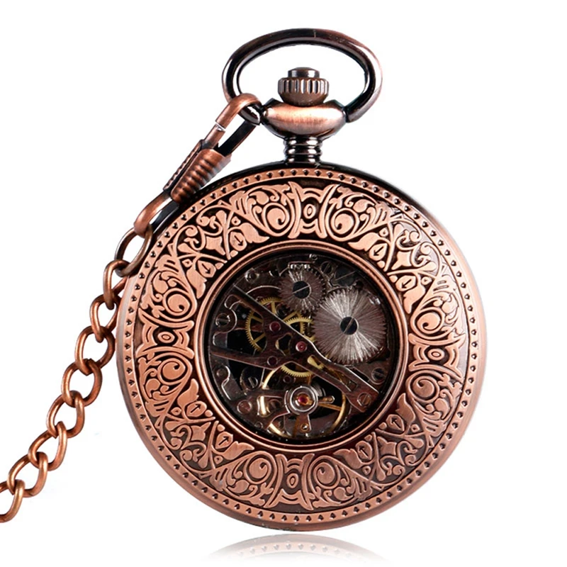 

Running Train Locomotive Mechanical Watches Women Roman Numbers Rrelogio Mechanical Hand Wind Pocket Watch Men Fobs Gifts