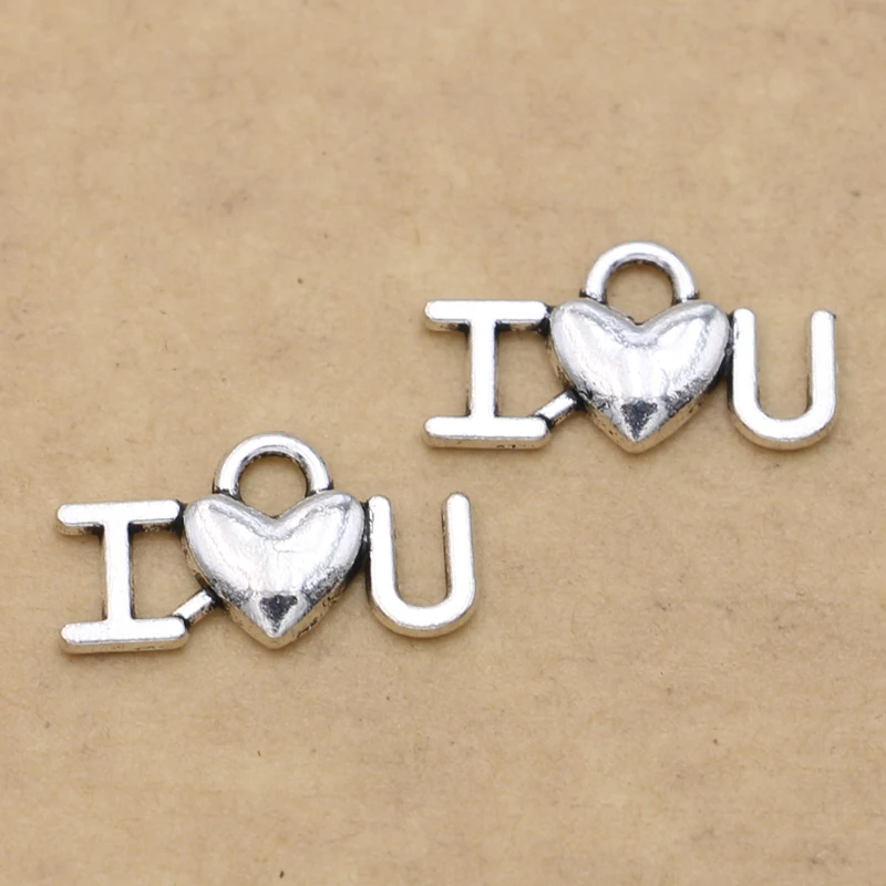JAKONGO античное посеребренное подвески для браслета с надписью I Love You аксессуары