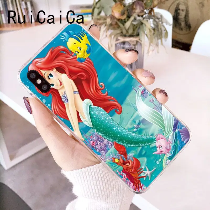 RuiCaiCa Принцесса Ариэль Русалочка ТПУ мягкий резиновый чехол для телефона iPhone 5 5Sx 6
