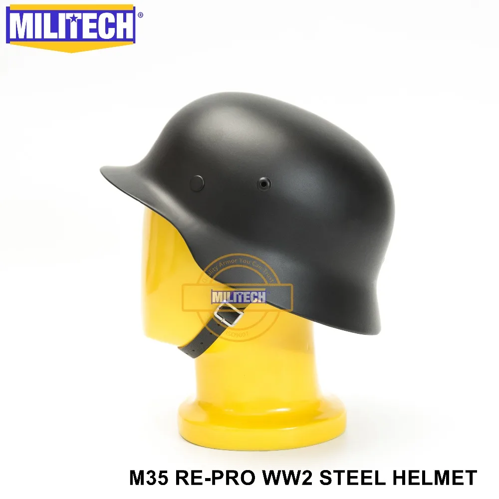 Шлем MILITECH Black WW2 из немецкой стали M35 WW II немецкий защитный шлем для велосипеда World