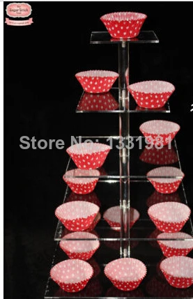 

5 Tier Mapole Acrylic Cupcake / Muffin Stand SQUARE wedding decoration