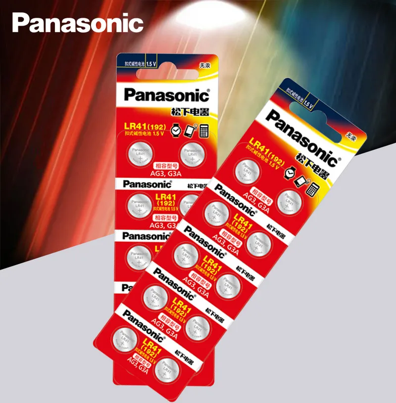 Panasonic оригинальные 2 шт./лот LR41 аккумуляторы таблеточного типа SR41 AG3 G3A L736 192 392A трансформаторного двигателя Mn-Zn/MnO2 1,5 V Литиевые Батарейки-таблетки