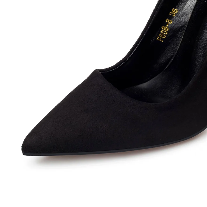 Женские офисные туфли на высоком каблуке лодочки с острым носком 6 цветов осень