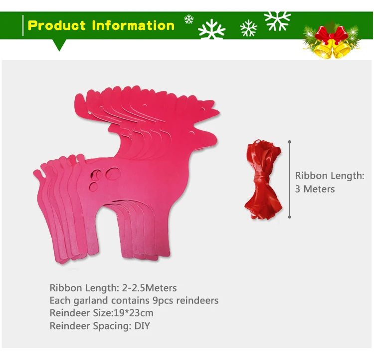 3 м Рождественская лося бумага Гирлянда Детская комната Новый год праздник