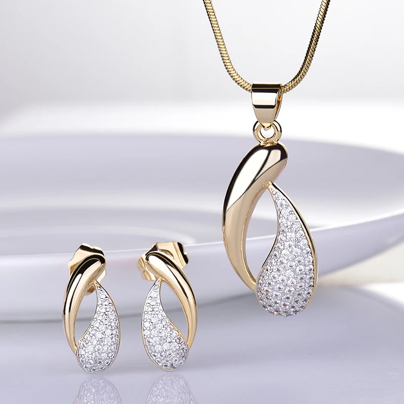 Женские комплекты ювелирных изделий GULICX сверкающие серьги пусеты с фианитом