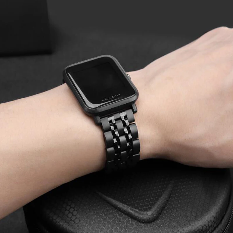 Браслет из нержавеющей стали для Huami Amazfit ремешок Bip Смарт часы stratos 2 pace GTR 47 мм 42 GTS