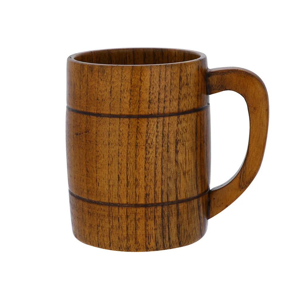 

Hot Sale Wooden Teacup With Handle Natural Handmade Wood Beer Cup Drinkware Breakfast Coffee Tea Juice Milk Mug High Quality#864
