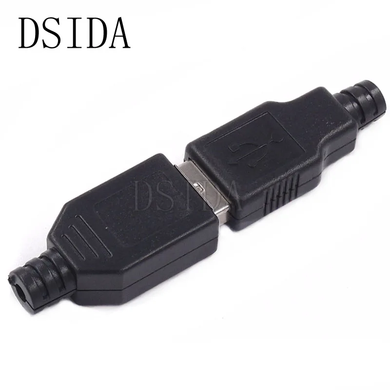 10 шт. Тип женской и мужской USB 4 Pin разъем с черной Пластик крышка USB гнездо, заказ от 5 шт. мужской+ 5 шт. женский