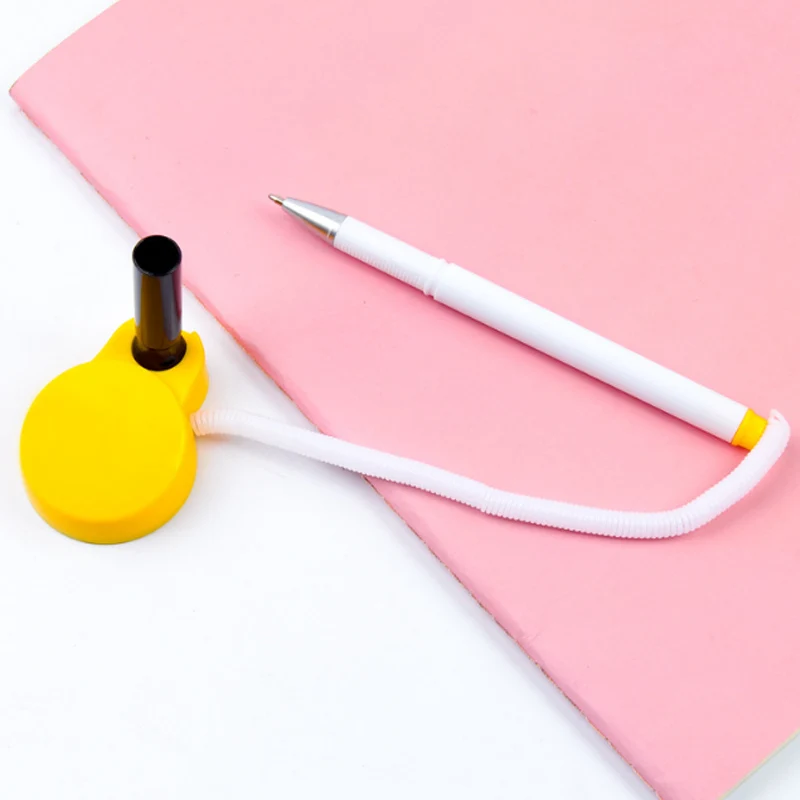 yellow 1 шт., шариковая ручка для шкафа, Настольная паста с фиксированным шнуром, черная Шариковая ручка для подписи, офисные и школьные принадлежности - Цвет: yellow