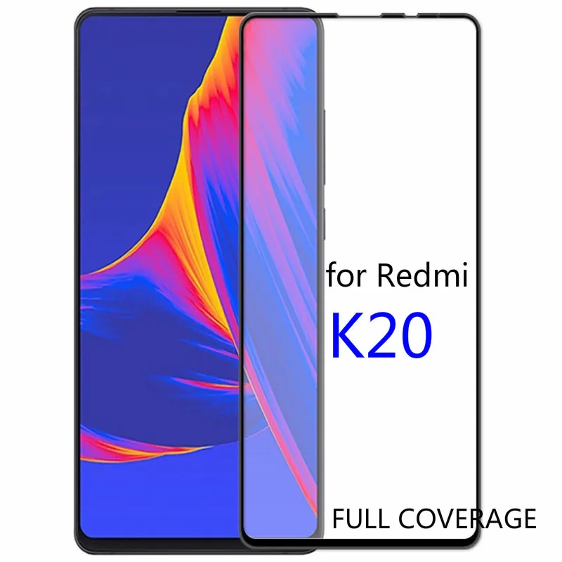 Полностью изогнутое черное закаленное 3d стекло Wellzly для Xiaomi Redmi K20 Защита экрана Pro
