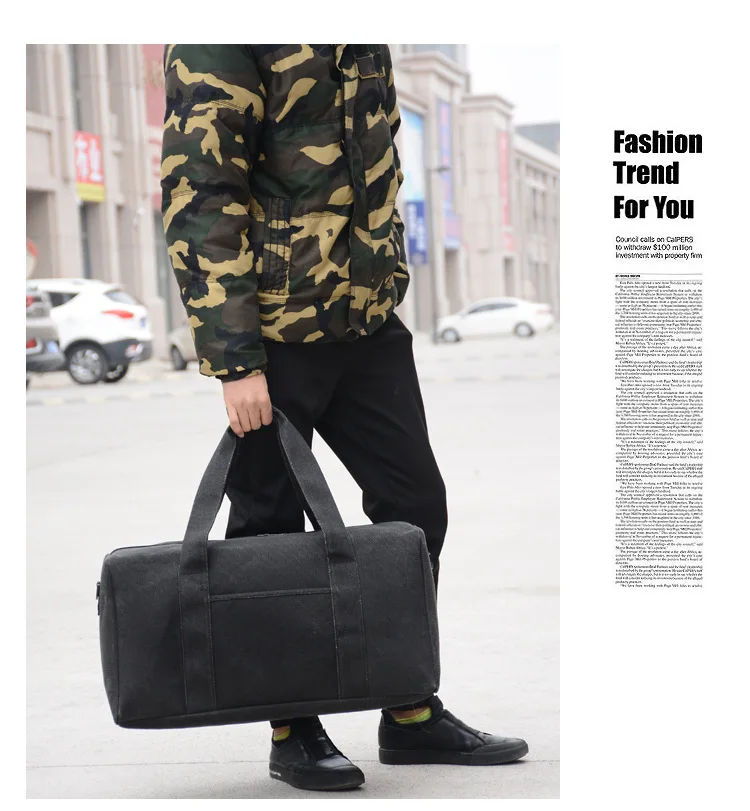 Wobag Men Travel Bags Hand Luggage Casual Travel Duffle Bag Women Big Sports Gym Bag Canvas Weekend Ocernight Bag