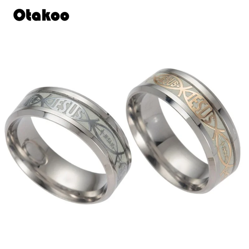 Otakoo светящееся кольцо с изображением Иисуса Христа из нержавеющей стали