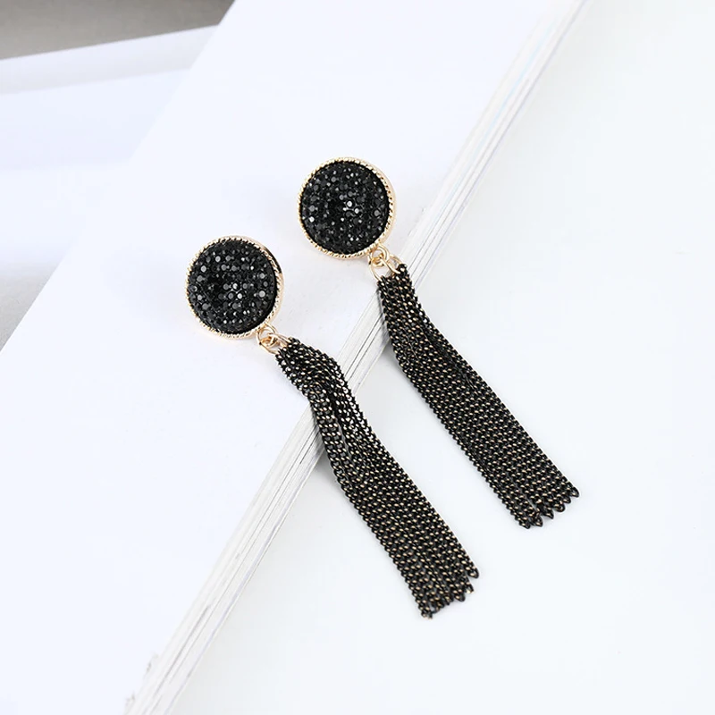 Оптовая продажа Новинка Модные покрыты золотом серебром Серьги Висячие черные