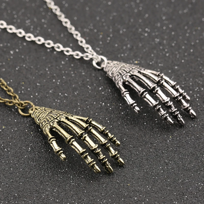 Ожерелье с черепом и костяным когтем готический панк винтажный античная бронза