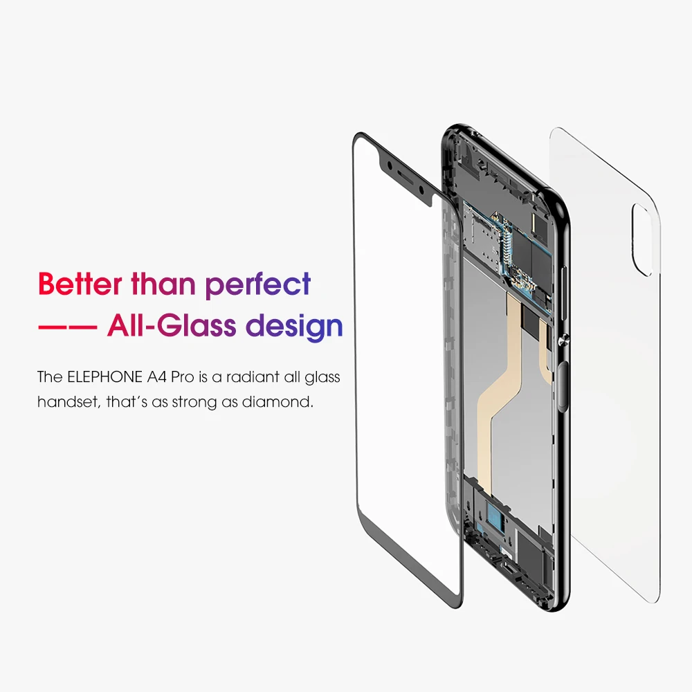Мобильный телефон ELEPHONE A4 Pro, 4 ГБ, 64 ГБ, 3000 мА/ч, экран с зазубриной, 5,85 '', 4G, MT6763, Восьмиядерный, Android 8,1, камера 16 Мп+ 8 Мп, отпечаток пальца