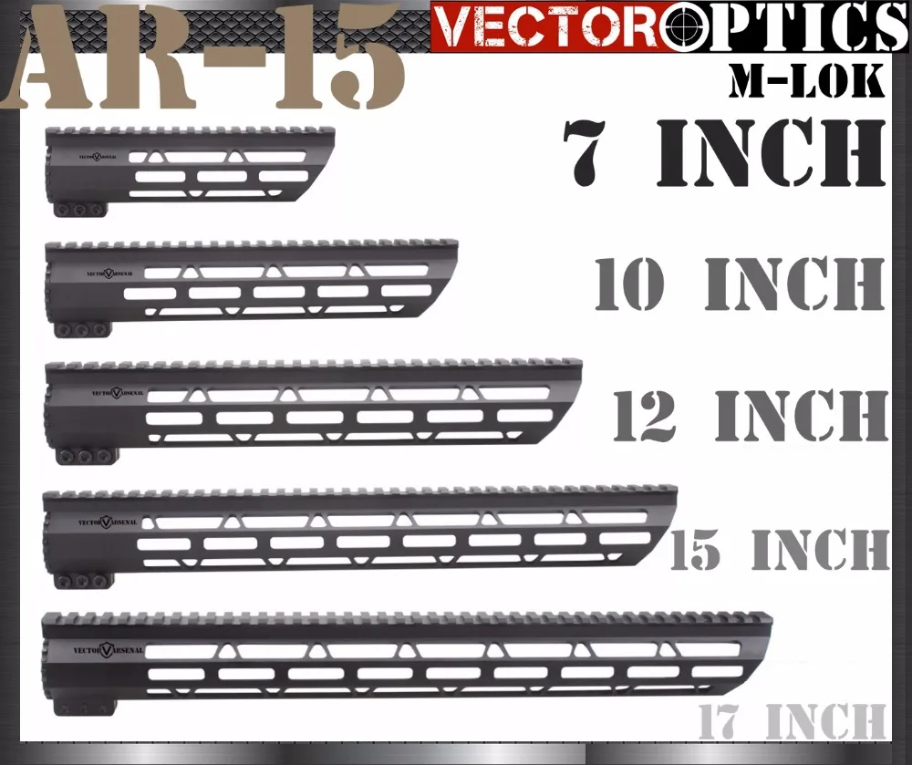 Векторная Оптика Тактический тонкий M-LOK 7 10 12 15 17 дюймов поплавок Handguard Пикатинни кронштейн подходит 223 5,56 AR 15 M4 M16