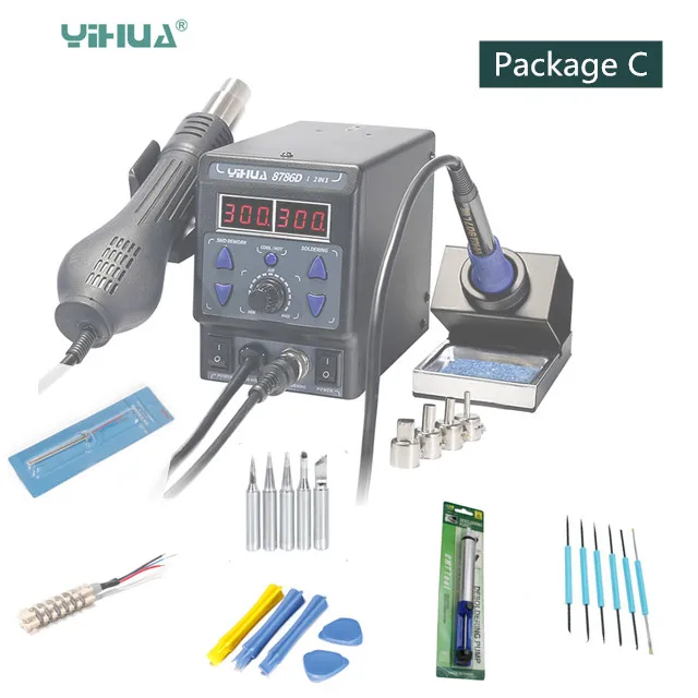 YIHUA 8786D I SMD паяльная станция 2 в 1 сварочная железная пушка горячего воздуха с