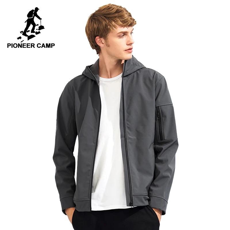 Мужская водонепроницаемая куртка с капюшоном Pioneer Camp Повседневная однотонная
