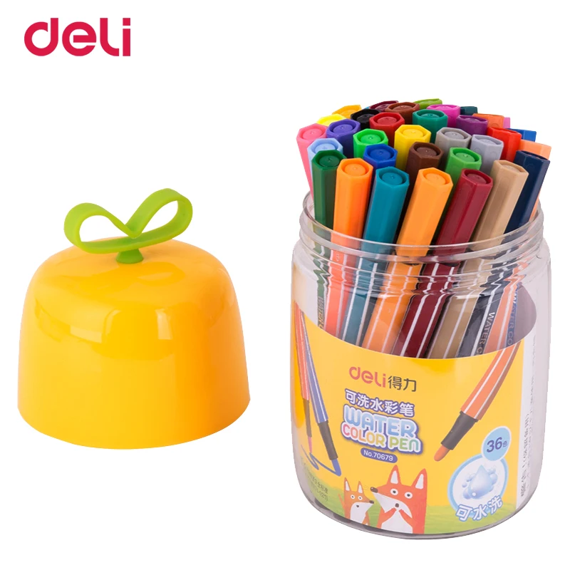 

Deli 12/18/24/36 colors quality watercolor marker pen for school kid drawing supply manga comic art marker set with washable ink