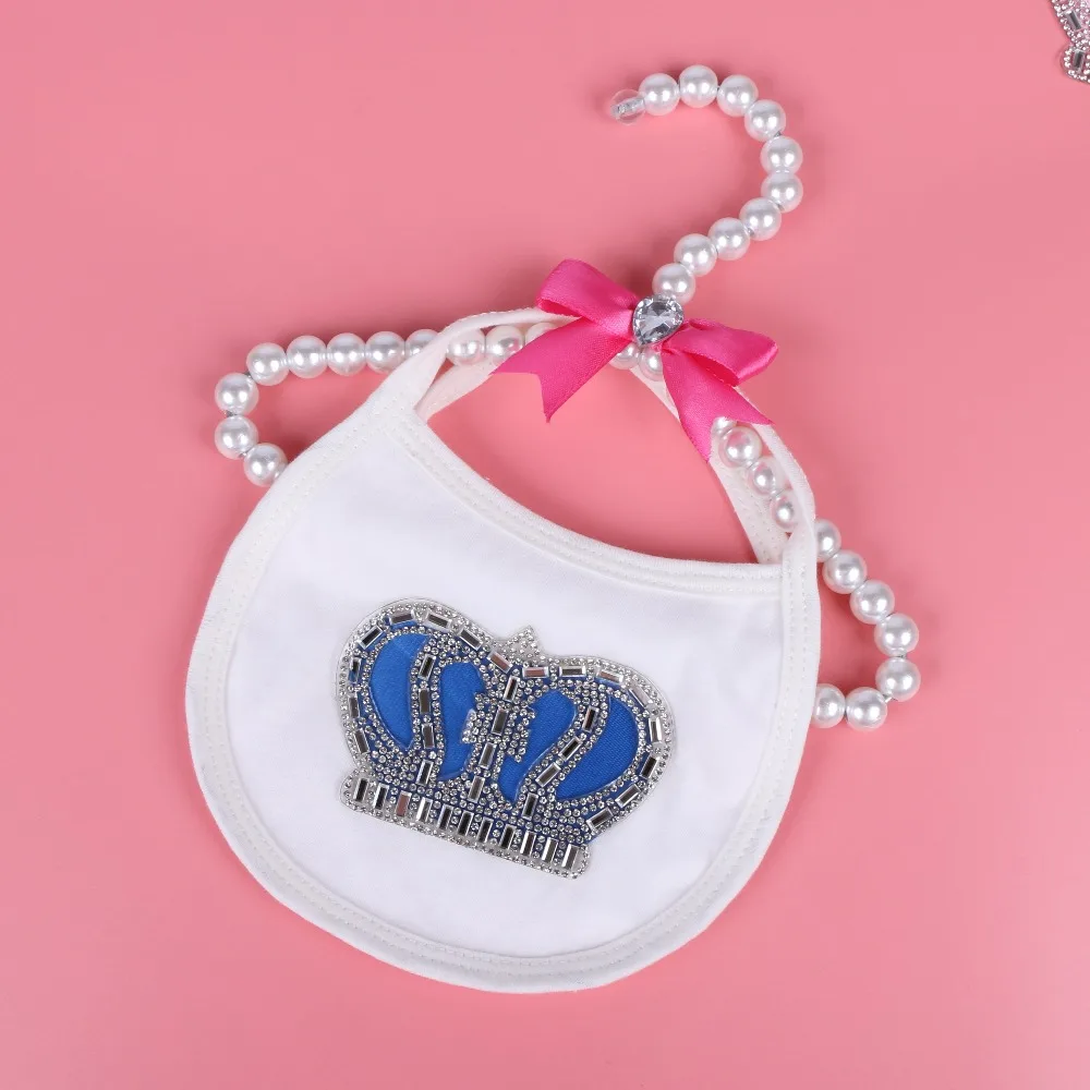 baby bibs burp cloths with rhinestone crown white color 100% cotton babador saliva towel | Детская одежда и обувь
