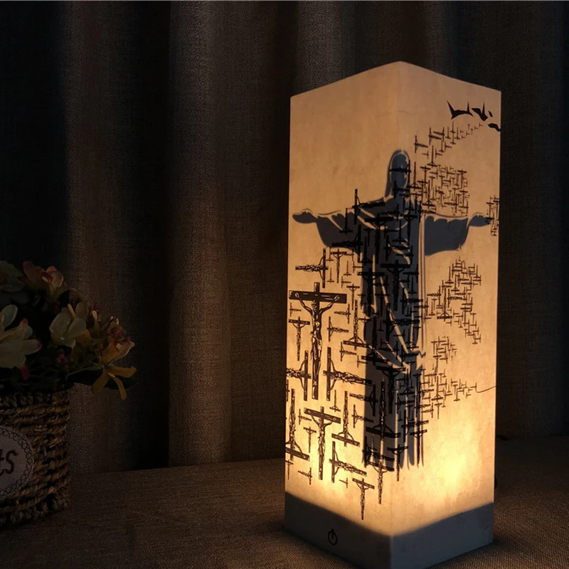 Креативный 3D ночник Jesus декоративная лампа AA USB5V Мощность теплый белый сенсорный