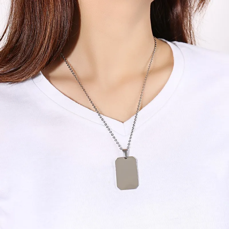 Stainless Steel Plain Dog Tag Pendant Necklace for Men Woman with 20&quot-24&quot O Chain | Украшения и аксессуары
