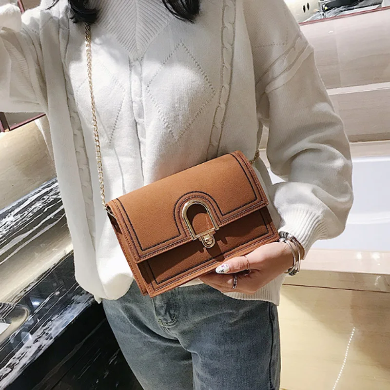 Fashion Trend U-Shaped Lock Small Hand Shoulder Sling Square Bag Brown | Багаж и сумки