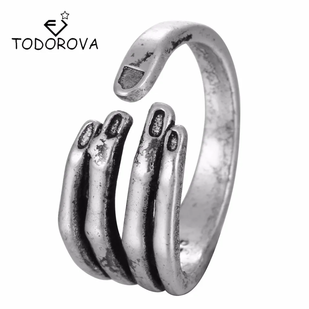 Todorova винтажное женское Открытое кольцо с скелетом готическое байкерское черепом