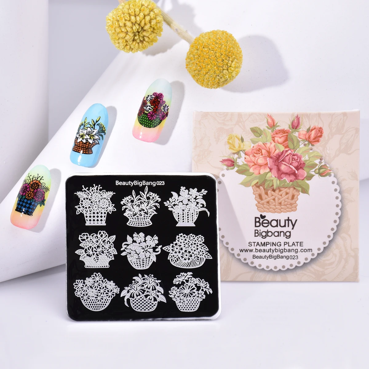 BeautyBigBang 6*6 см квадратные пластины для штамповки ногтей клетчатый цветочный узор для дизайна ногтей штамп штамповка шаблон и форма для ногтей трафареты 024