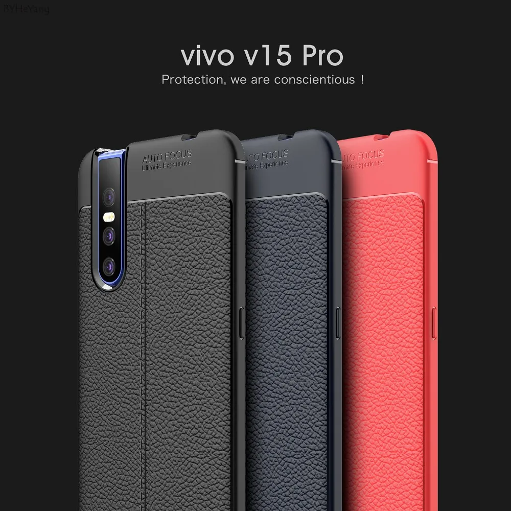 Shockproof Phone Case for vivo v15 Pro Cover Business Leather Pattern TPU Cases On For VIVO V 15 PRO Fundas Coque v15pro |