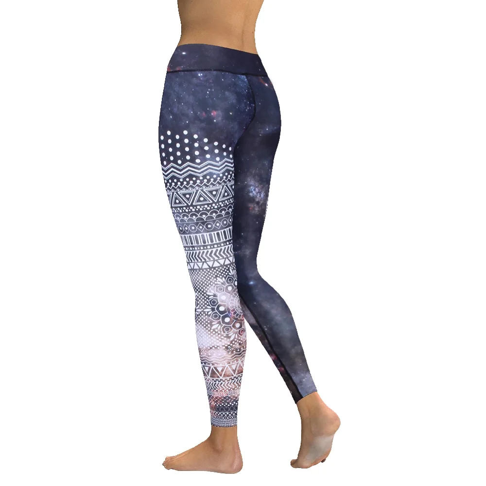 JIGERJOGER Brown Galaxy Aztec printed Women's yoga Leggings high Rise cropped pant fitness compression tights free drop shipping |