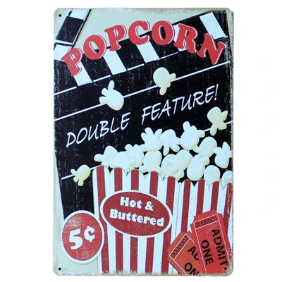 [SQ-DGLZ] попкорн и кино металлический знак бар украшение стены оловянный знак винтажные металлические знаки домашний декор живопись таблички художественный плакат