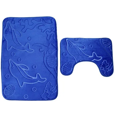 Blue dolphin 3D Туалет коврики 2 шт./компл. противоскользящие супер мягкие фланелевые ковер для Ванная комната и туалет коврик для ванной комнаты в комплект tapis salle de bain et wc Лот - Цвет: Blue dolphin 3D