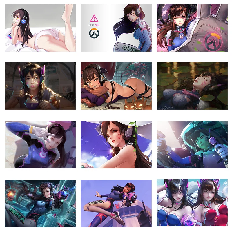 Overwatchs d. va плакат аниме Шелковые Плакаты d. va настенные художественные принты для спальни бескаркасные картины Overwatchs