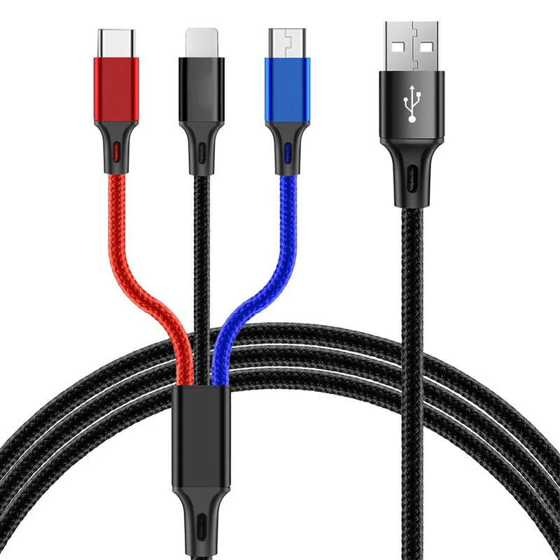 3 в 1 type-C Micro USB кабель для iPhone 8X7 6 6S USB Быстрая Зарядка Кабели шнур для samsung S9 S8 кабель для передачи данных для мобильного телефона
